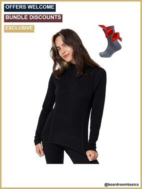 Merino Wool Turtleneck Base Layer Women Superfine 260g Thermal Winter